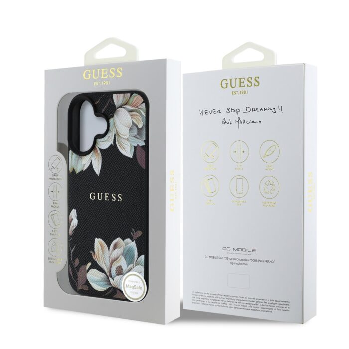 Калъф от Guess PU Grained Magnolia MagSafe Case for iPhone 16 Black - Image 7