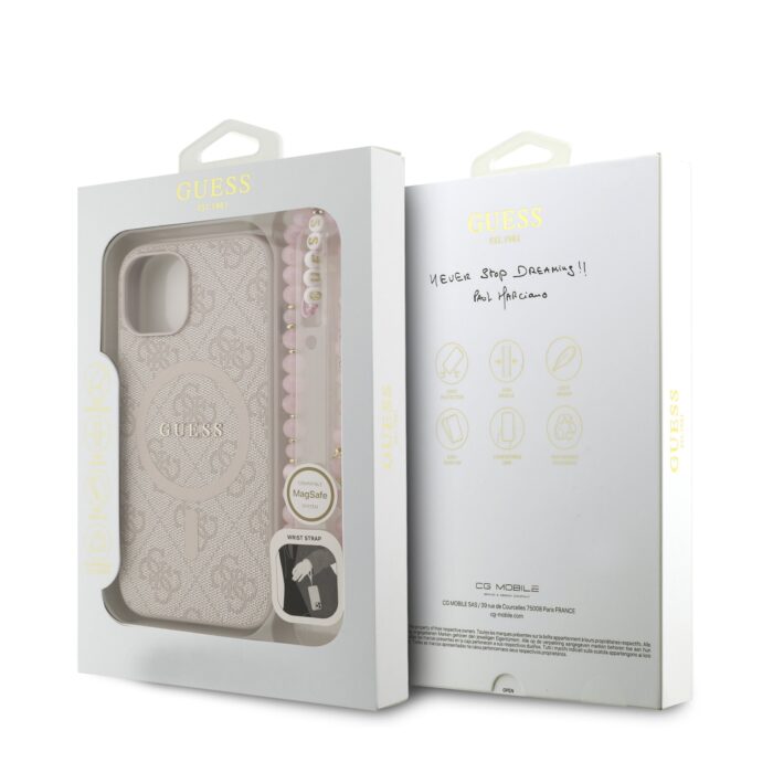 Калъф от Guess PU Leather 4G Colored Ring Strap MagSafe Case за iPhone 14 Pink - Image 7