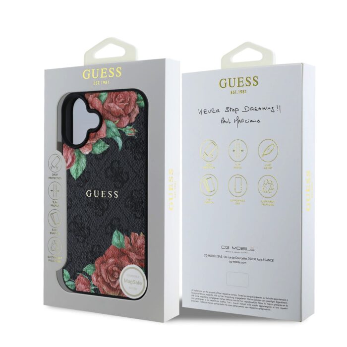 Калъф от Guess PU Leather 4G Roses MagSafe Case for iPhone 16 Black - Image 7