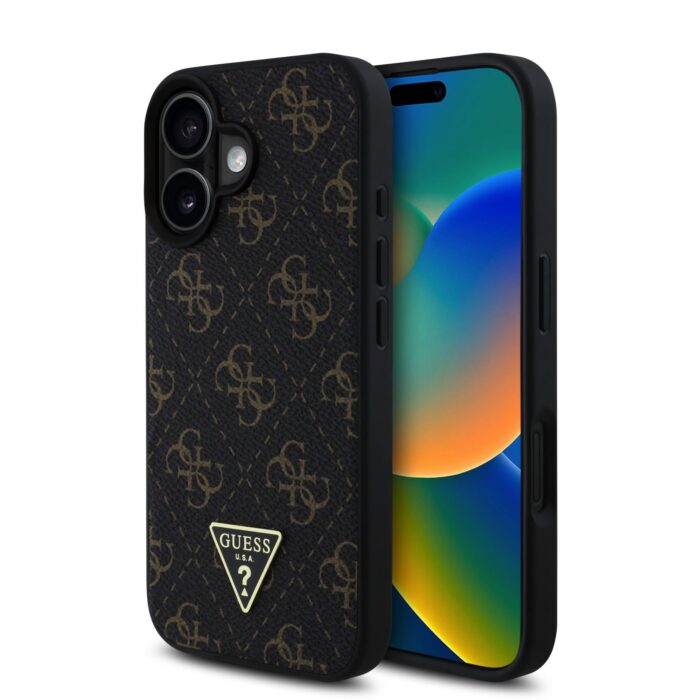 Калъф от Guess PU Leather 4G Triangle Metal Logo Case for iPhone 16 Black - Image 1