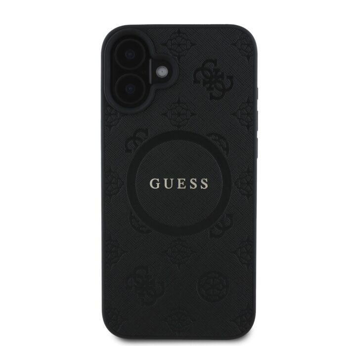 Калъф от Guess Saffiano Peony Stamp MagSafe Case за iPhone 16 Black - Image 2