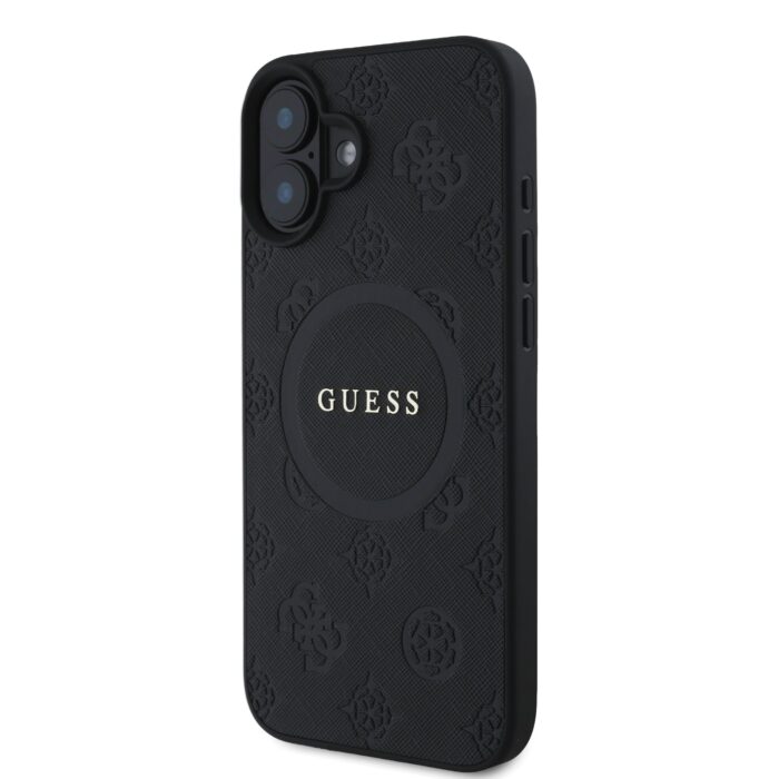 Калъф от Guess Saffiano Peony Stamp MagSafe Case за iPhone 16 Black - Image 3