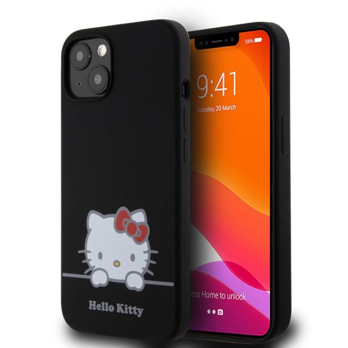 Калъф от 
Hello Kitty Liquid Silicone Daydreaming Logo Case за iPhone 13 Black - Image 1