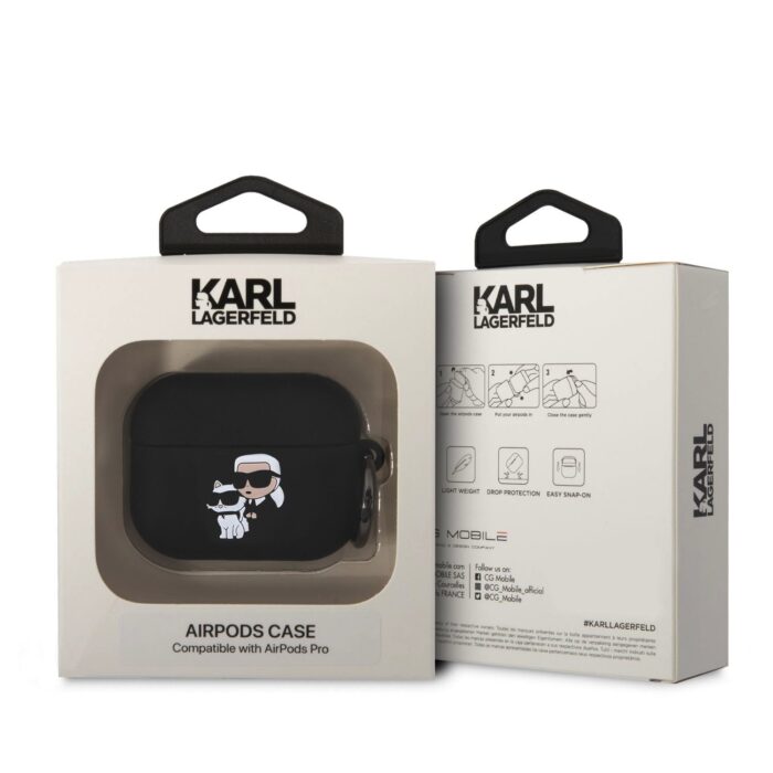 Калъф от Karl Lagerfeld 3D Logo NFT Karl and Choupette Silicone Case for AirPods Pro Black - Image 3