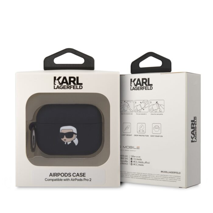 Силиконов калъф за AirPods Pro 2 от Karl Lagerfeld - черен - Image 4