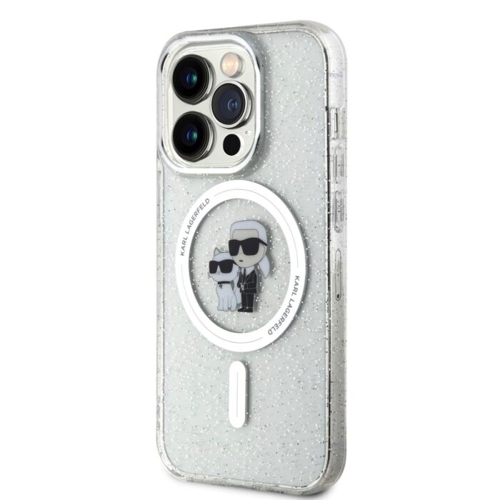 Калъф от Karl Lagerfeld IML Glitter Karl and Choupette MagSafe Case за iPhone 15 Pro Transparent - Image 2