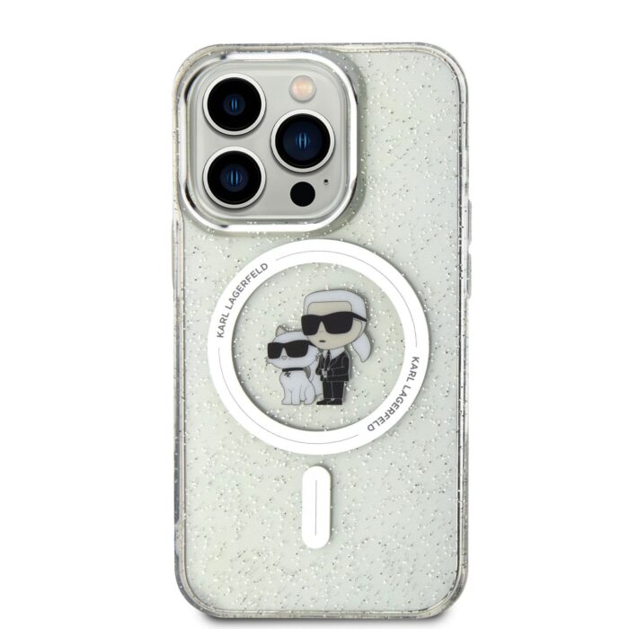 Калъф от Karl Lagerfeld IML Glitter Karl and Choupette MagSafe Case за iPhone 15 Pro Transparent - Image 3