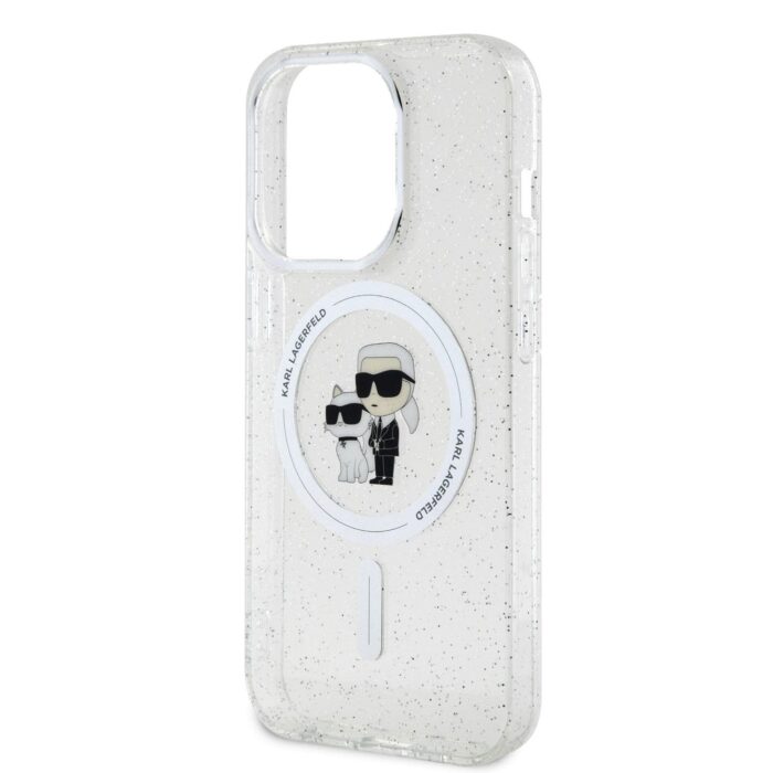 Калъф от Karl Lagerfeld IML Glitter Karl and Choupette MagSafe Case за iPhone 15 Pro Transparent - Image 4