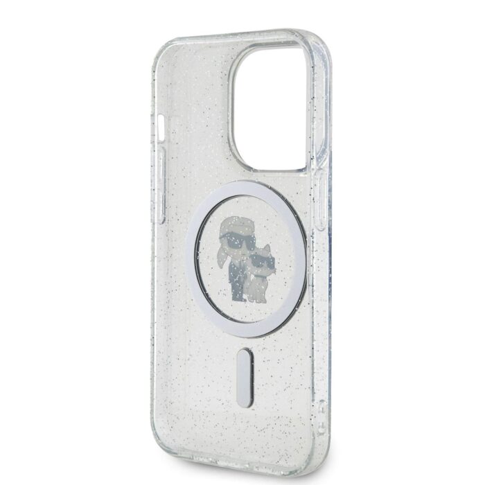 Калъф от Karl Lagerfeld IML Glitter Karl and Choupette MagSafe Case за iPhone 15 Pro Transparent - Image 5