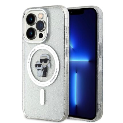 Калъф от Karl Lagerfeld IML Glitter Karl and Choupette MagSafe Case за iPhone 15 Pro Transparent
