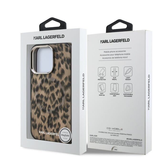 Калъф от Karl Lagerfeld IML Leopard MagSafe Case за iPhone 16 Pro Brown - Image 7