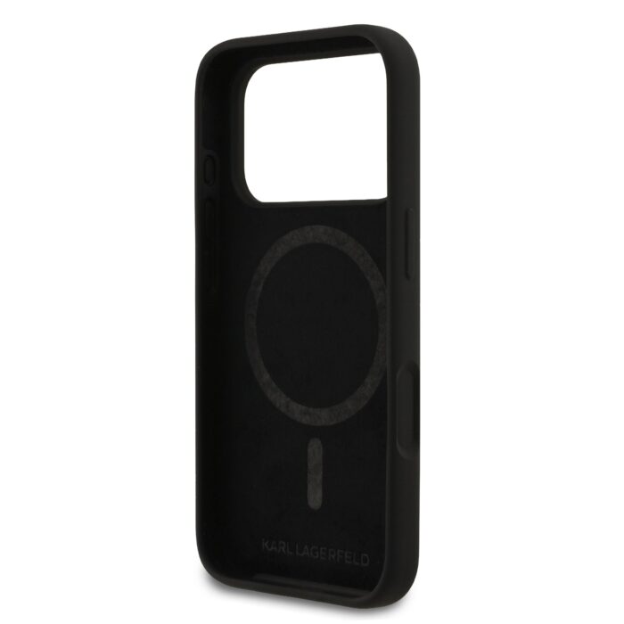 Калъф от 
Karl Lagerfeld Liquid Silicone Double Heads MagSafe Case за iPhone 17 Pro Black - Image 6