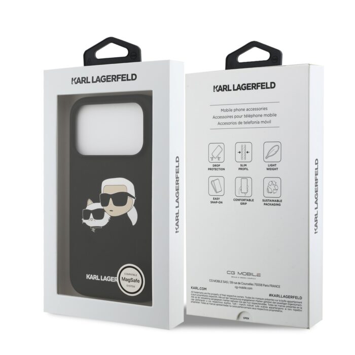 Калъф от 
Karl Lagerfeld Liquid Silicone Double Heads MagSafe Case за iPhone 17 Pro Black - Image 7