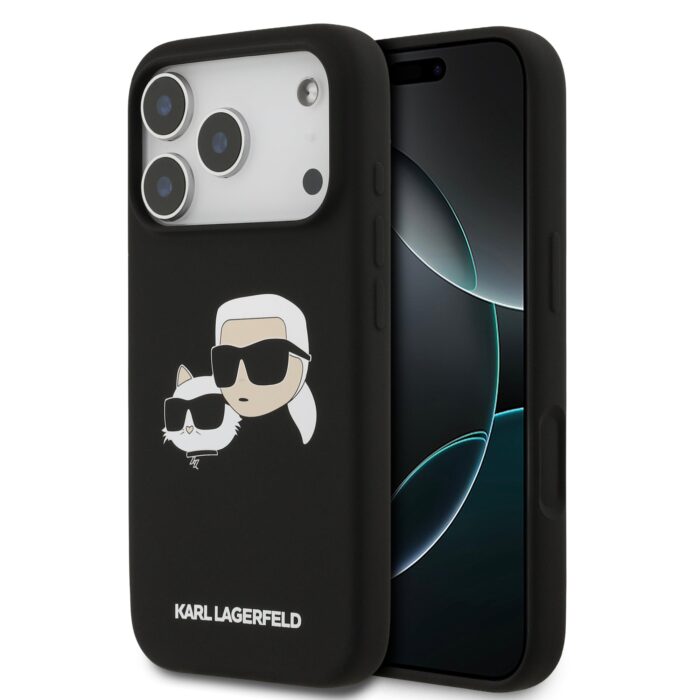 Калъф от 
Karl Lagerfeld Liquid Silicone Double Heads MagSafe Case за iPhone 17 Pro Black - Image 1