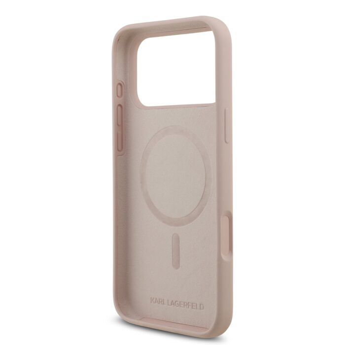 Калъф от 
Karl Lagerfeld Liquid Silicone Double Heads MagSafe Case за iPhone 17 Pro Max Pink - Image 6
