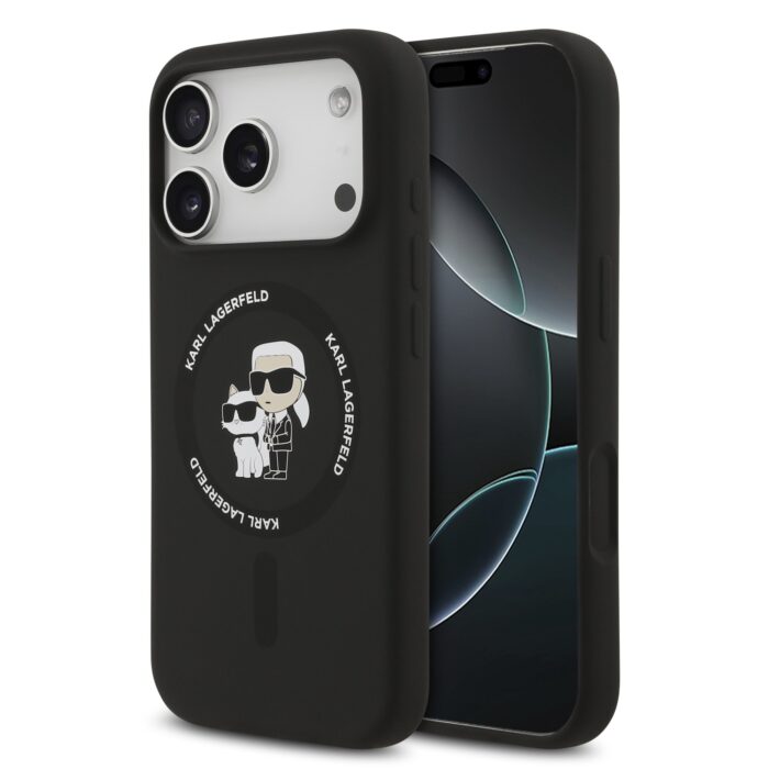 Калъф от 
Karl Lagerfeld Liquid Silicone Karl and Choupette MagSafe Case за iPhone 17 Pro Black - Image 1