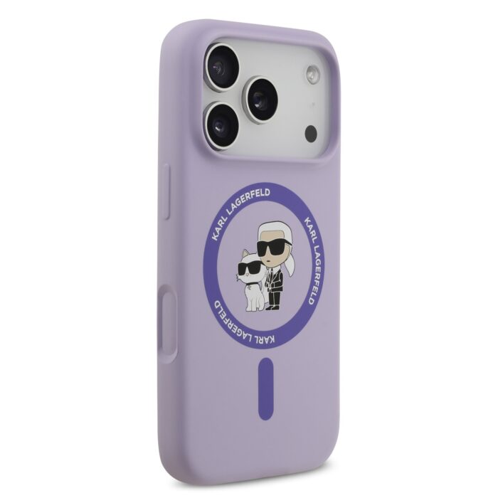 Калъф от 
Karl Lagerfeld Liquid Silicone Karl and Choupette MagSafe Case for iPhone 17 Pro Purple - Image 4