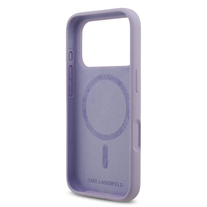 Калъф от 
Karl Lagerfeld Liquid Silicone Karl and Choupette MagSafe Case for iPhone 17 Pro Purple - Image 6