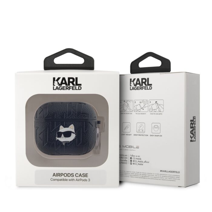 Калъф от Karl Lagerfeld PU Embossed Choupette Head Case for AirPods 3 Black - Image 3