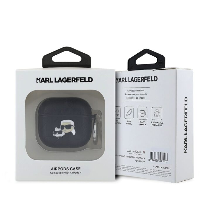 Калъф за Karl Lagerfeld Monogram Karl & Choupette Head Case for AirPods 4 Black - Image 3