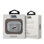 Калъф от Karl Lagerfeld PU Embossed Karl and Choupette Heads Case for AirPods Pro Silver - Image 3