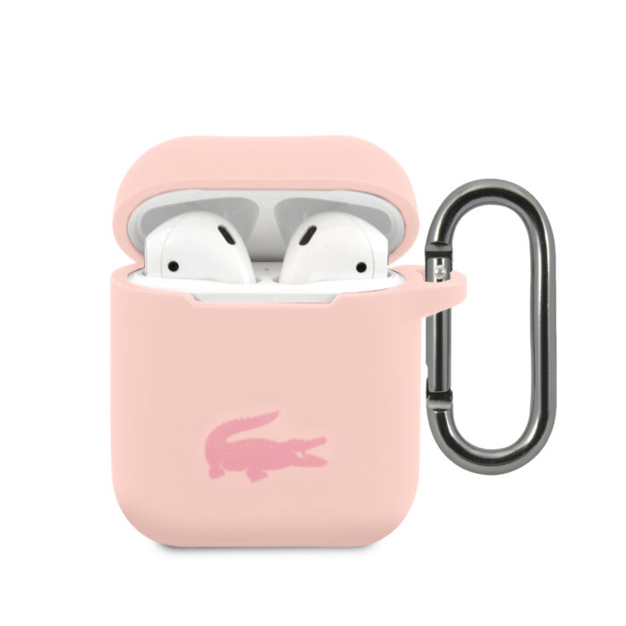 Калъф от Lacoste Liquid Silicone Glossy Printing Logo Case за AirPods 1/2 Pink - Image 1