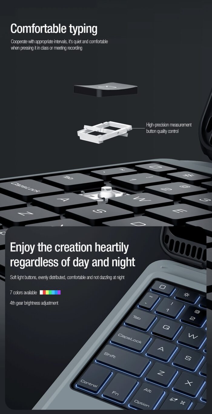 Калъф от Nillkin Bumper Combo Keyboard Case (Backlit Version) за iPad 10.2 2019/2020/2021 Black - Image 4