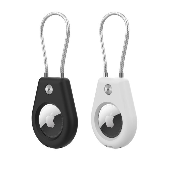 Калъф за AppleAirTag Case with SteelCable - Black + White 2pieces - Image 1