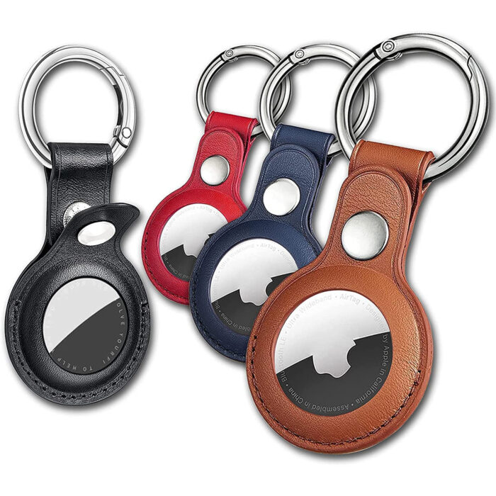 Калъф за AppleAirTag PU Leather Case -Black, Brown, Red, Blue - 4 бр. - Image 3