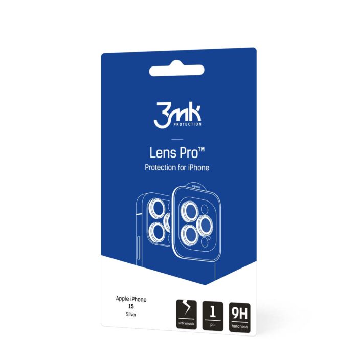 Стъклен Протектор от 4phones за задна камера за Apple iPhone 15 - 3MK Lens Protection Pro Silver - Image 4