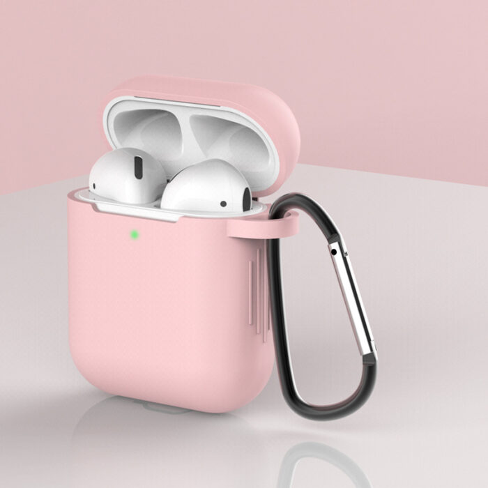 Калъф от AirPods 2 / AirPods 1silicone soft case forheadphones + keychaincarabiner pendant pinkcase D - Image 2