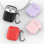 Калъф от AirPods 2 / AirPods 1silicone soft case forheadphones + keychaincarabiner pendant pinkcase D - Image 3