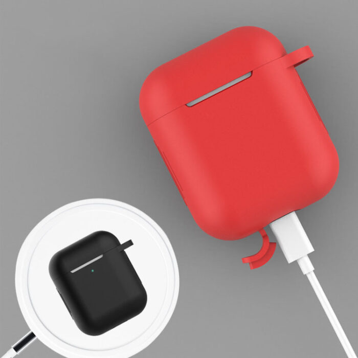Калъф от AirPods 2 / AirPods 1silicone soft case forheadphones + keychaincarabiner pendant pinkcase D - Image 4