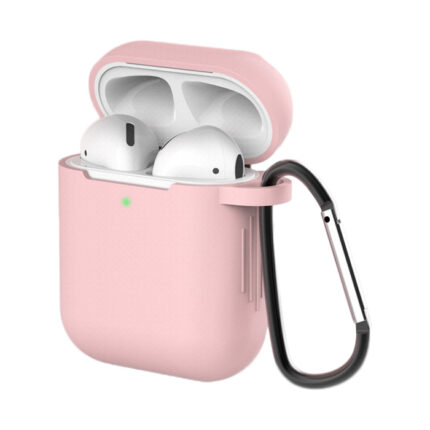 Калъф от AirPods 2 / AirPods 1silicone soft case forheadphones + keychaincarabiner pendant pinkcase D