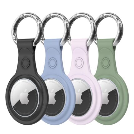 Калъф от Dux Ducis4pcs set Silicone flexiblecover keychain loop casefor Apple AirTag Black /Green / Pink / Blue