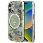 Калъф от Guess IML Glitter Magnolia and Triangle Logo MagSafe Case for iPhone 16 Gray