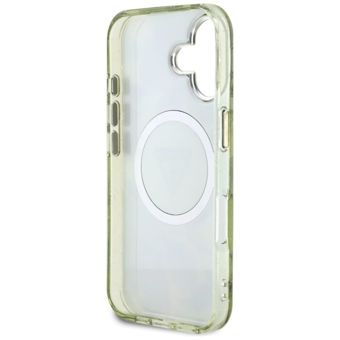 Калъф от Guess IML Glitter Magnolia and Triangle Logo MagSafe Case for iPhone 16 Gray - Image 7