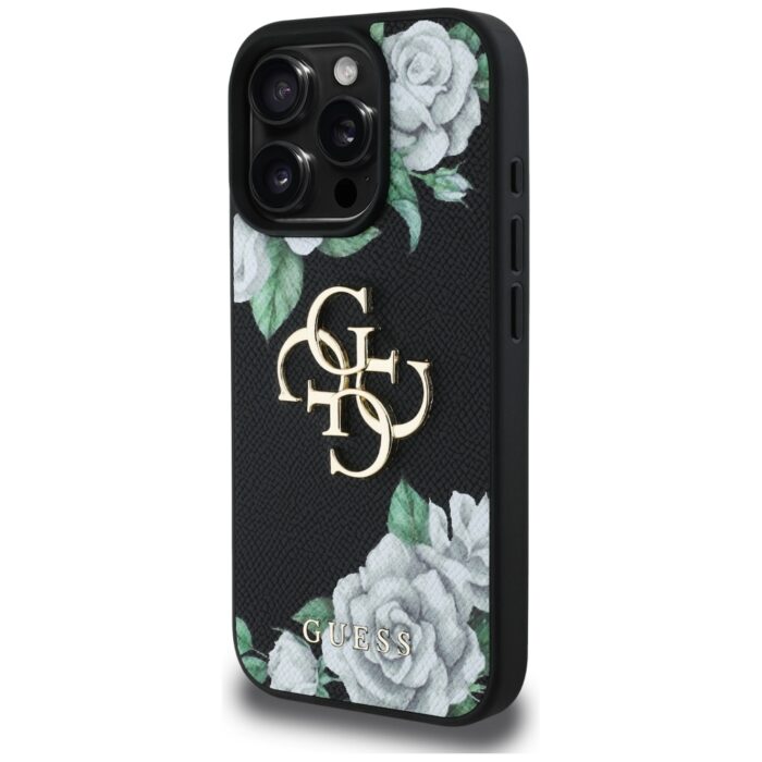 Калъф от Guess PU Grained Roses 4G Metal Logo Case за iPhone 16 Pro Black - Image 2