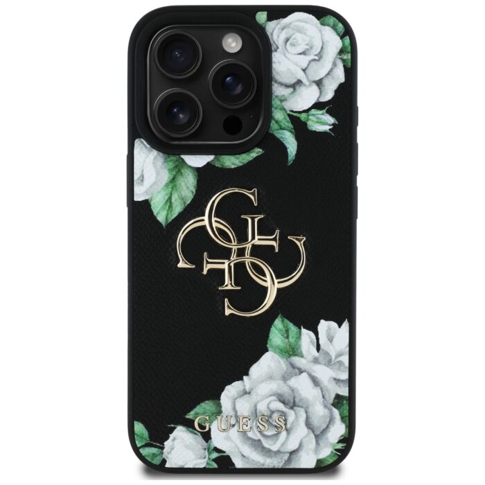 Калъф от Guess PU Grained Roses 4G Metal Logo Case за iPhone 16 Pro Black - Image 3