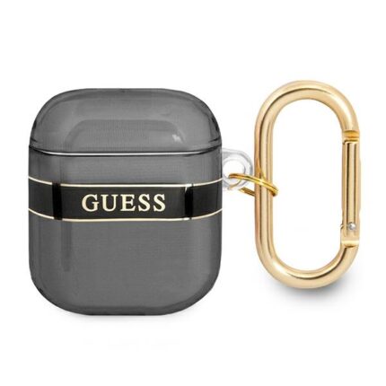 Калъф от Guess TPU Printed Stripe Case за Airpods 1/2 Black