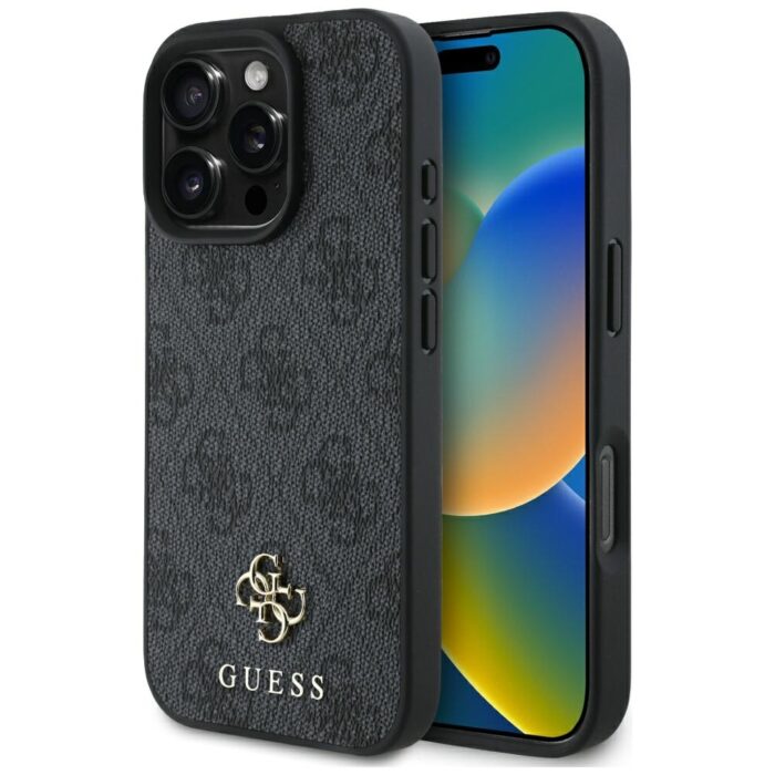 Калъф от Guess PU 4G Small Metal Logo MagSafe Case за iPhone 16 Pro Max Grey - Image 1