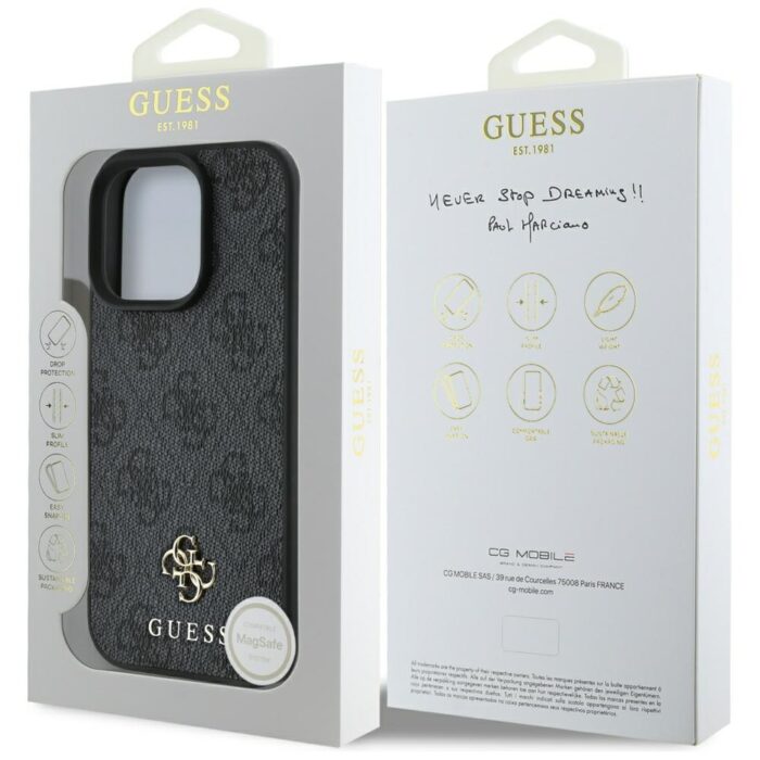 Калъф от Guess PU 4G Small Metal Logo MagSafe Case за iPhone 16 Pro Max Grey - Image 8