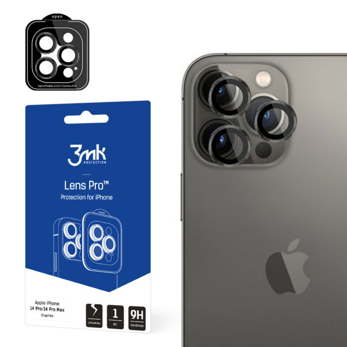 Стъклен Протектор от 4phones за задна камера за Apple iPhone 14 Pro / 14 Pro Max - 3MK Lens Protection Pro Graphite - Image 1