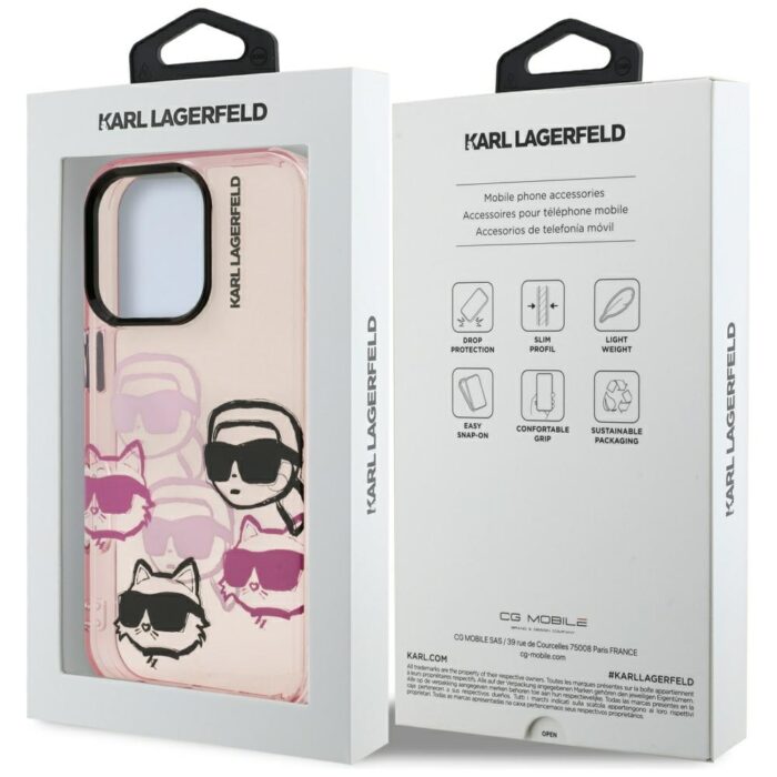 Калъф от Karl Lagerfeld IML Multi K&CH Heads Case за iPhone 16 Pro Pink - Image 8