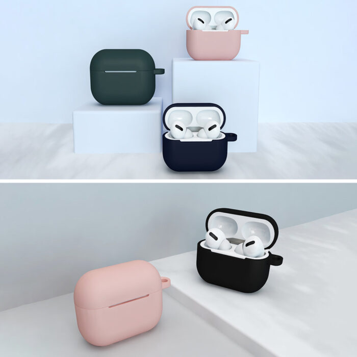 Калъф за AirPods 3 Silicone SoftEarphone Cover + KeychainLobster Clasp Pendant DarkBlue Case D - Image 11