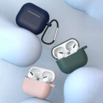 Калъф за AirPods 3 Silicone SoftEarphone Cover + KeychainLobster Clasp Pendant DarkBlue Case D - Image 3