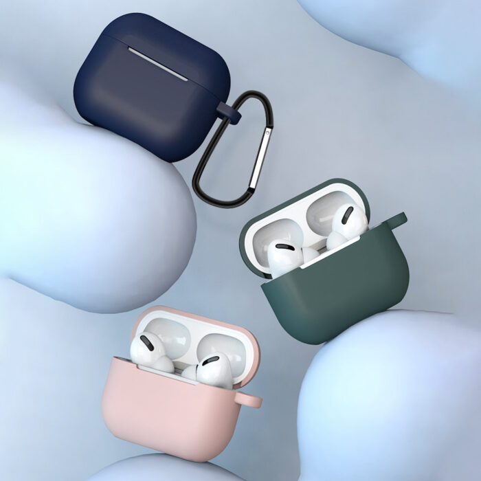 Калъф за AirPods 3 Silicone SoftEarphone Cover + KeychainLobster Clasp Pendant DarkBlue Case D - Image 3