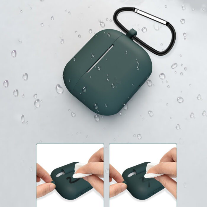 Калъф за AirPods 3 Silicone SoftEarphone Cover + KeychainLobster Clasp Pendant DarkBlue Case D - Image 5