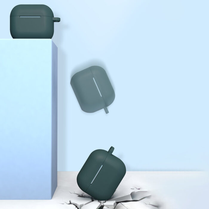 Калъф за AirPods 3 Silicone SoftEarphone Cover + KeychainLobster Clasp Pendant DarkBlue Case D - Image 6