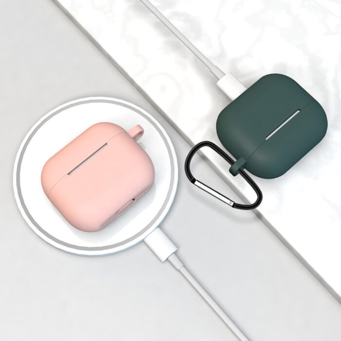 Калъф за AirPods 3 Silicone SoftEarphone Cover + KeychainLobster Clasp Pendant DarkBlue Case D - Image 9